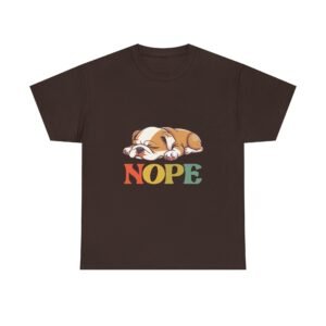 Adorable Sleeping Puppy with Playful Nope Expression - T-shirt