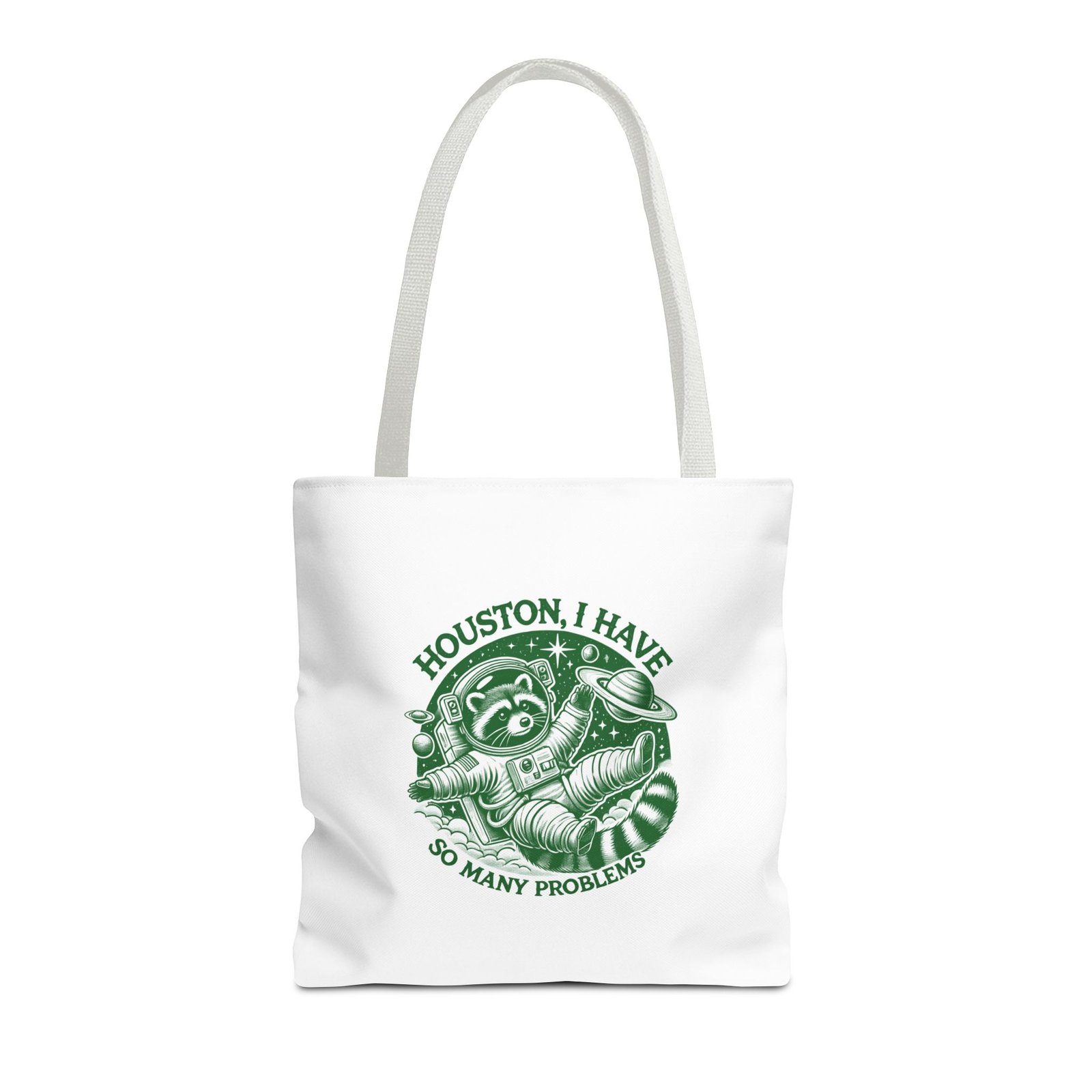 Houston I Have So Many Problems Green Raccoon Graphic - Tote Bag - Image 5
