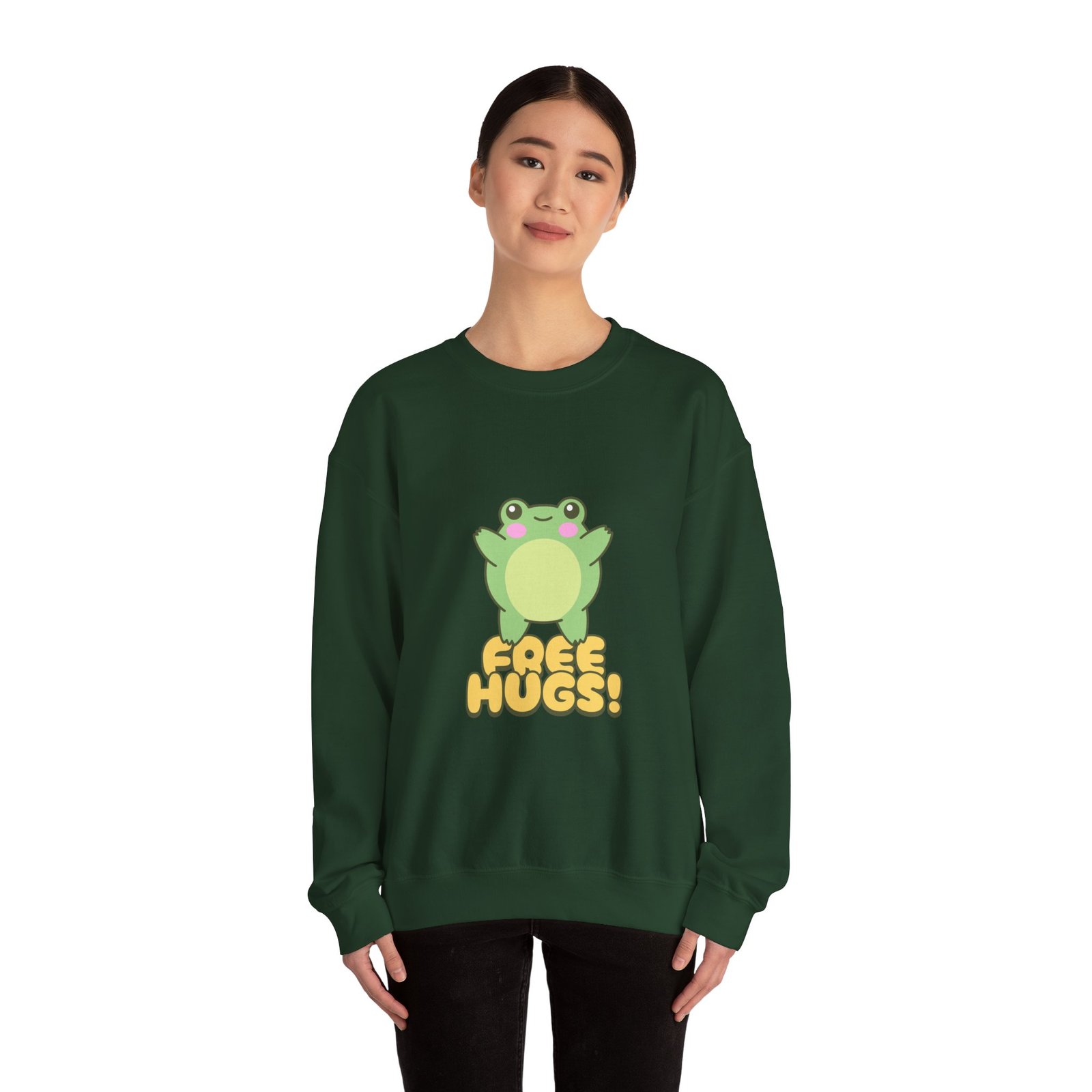 Cute Cartoon Frog Offering Free Hugs Illustration - Sweatshirt - Image 8
