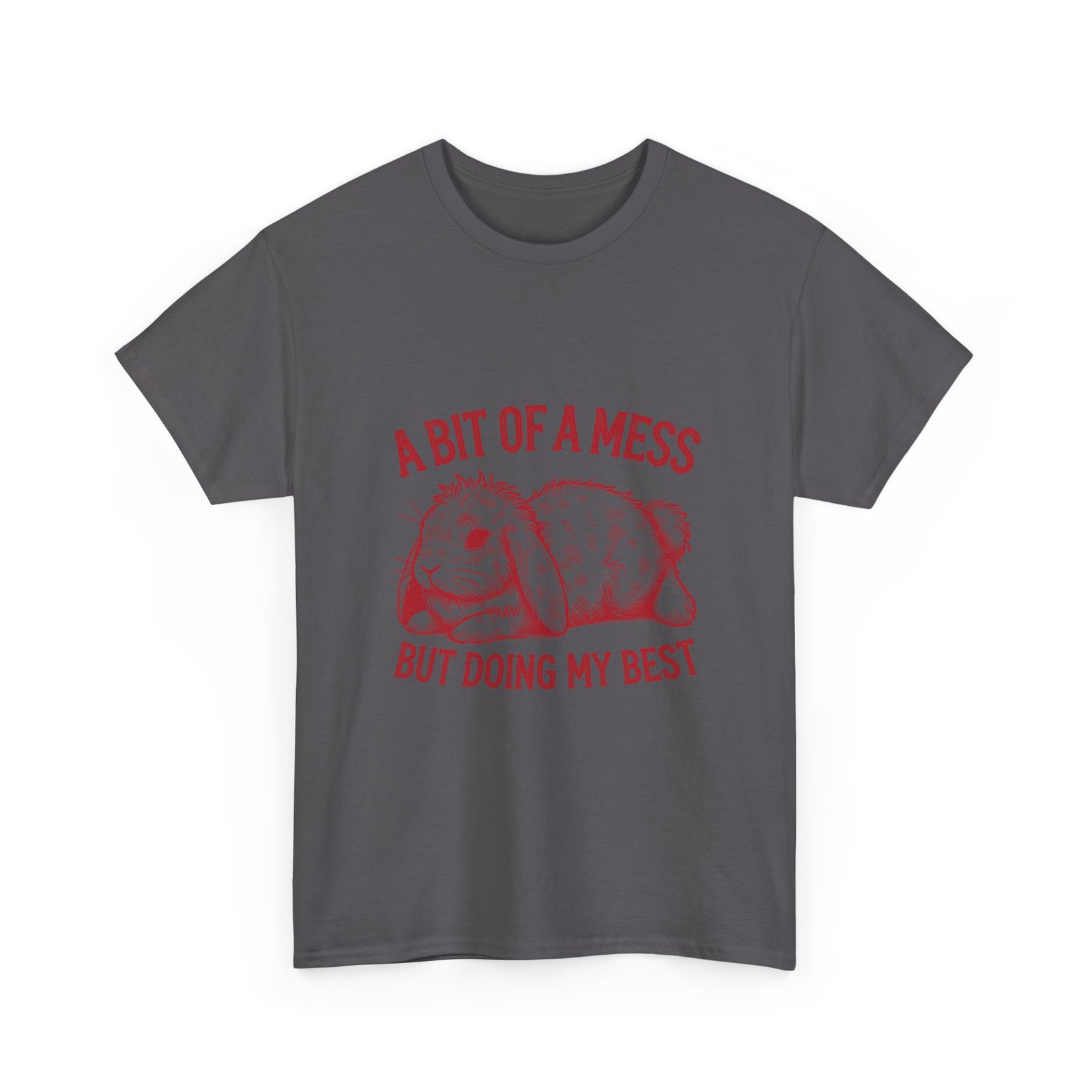 Cute Red Rabbit Illustration with Playful Messy Theme - T-shirt - Image 7