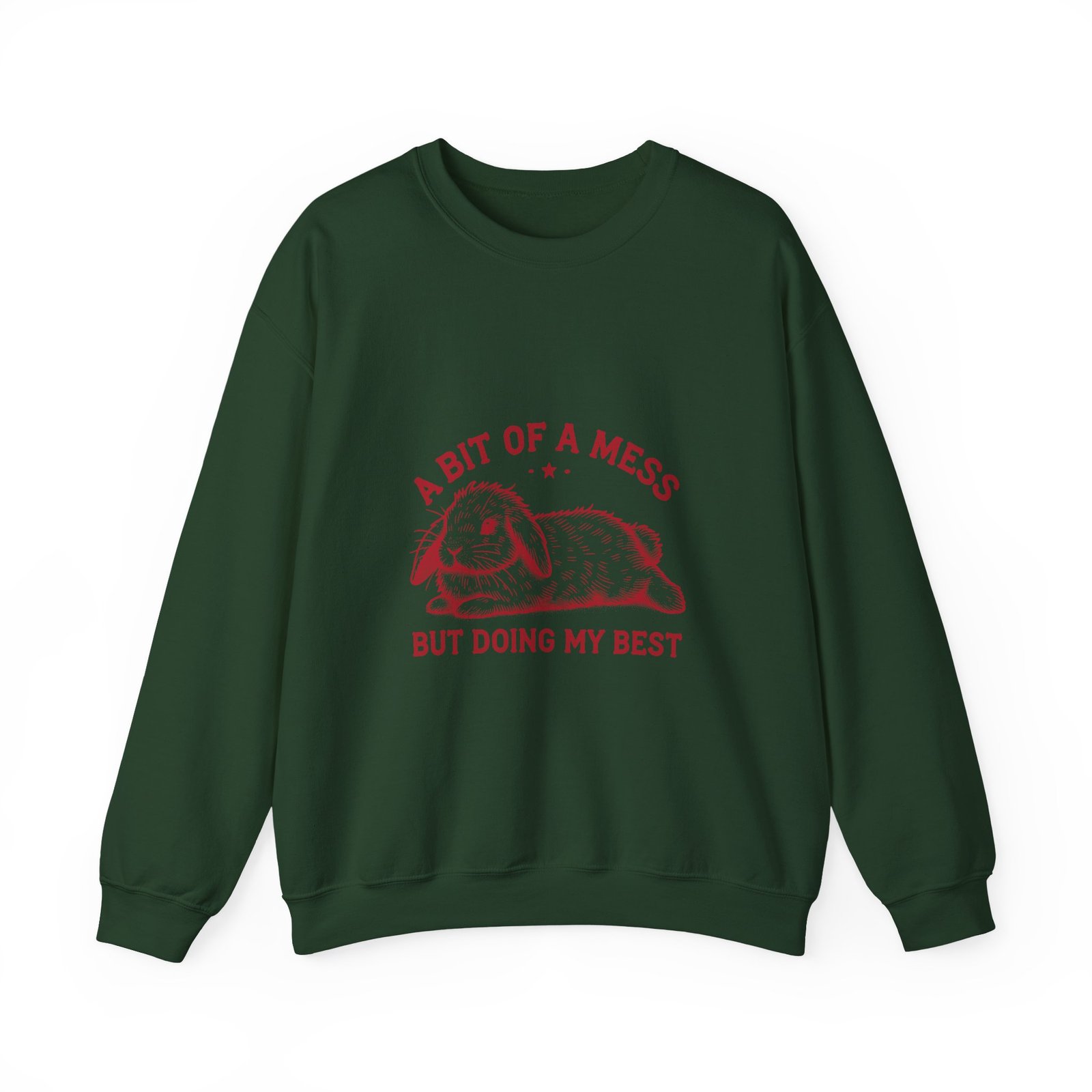 Red Rabbit Cartoon with "A Bit Of A Mess But Doing My Best" Quote - Sweatshirt - Image 5