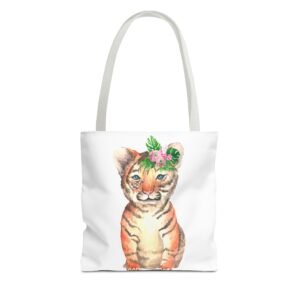 Adorable Baby Tiger Illustration with Playful Expression - Tote Bag