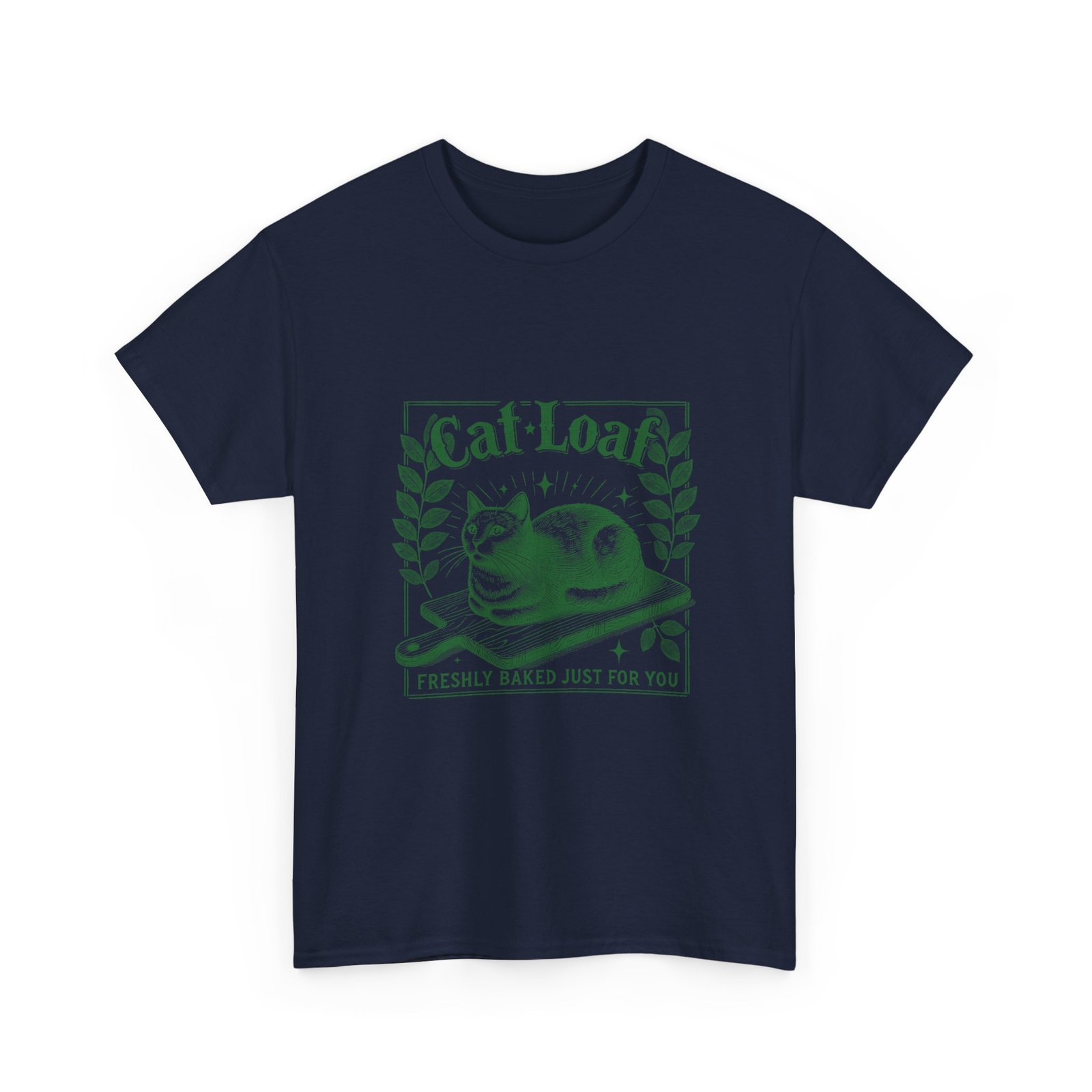 Cute Green Cat Loaf Illustration with Playful Expression - T-shirt - Image 11