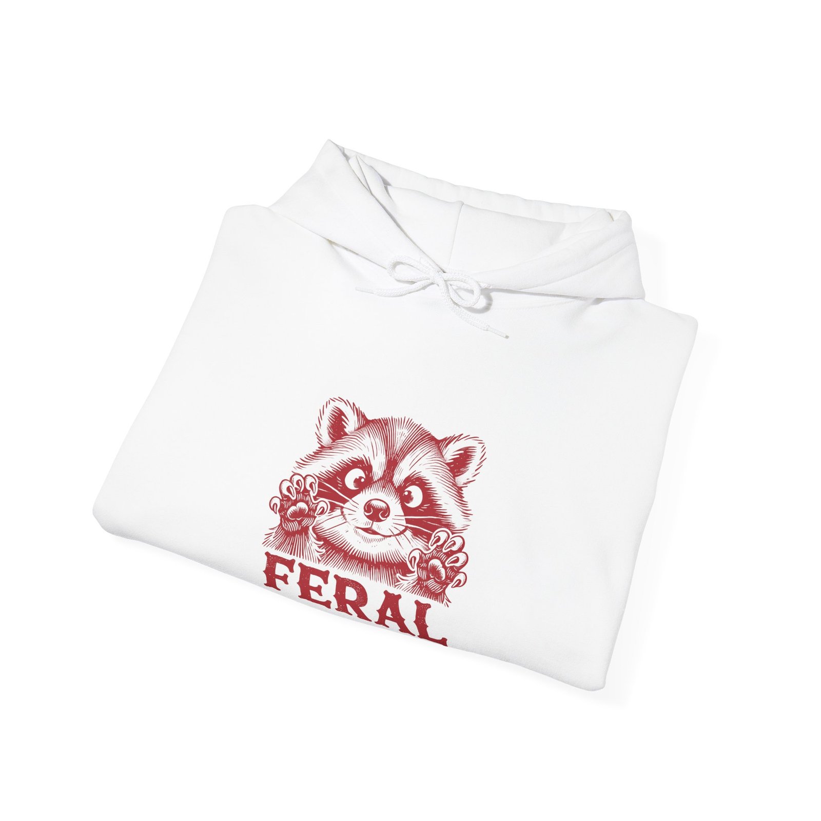 Feral Red Raccoon Bold Wildlife Illustration - Hoodie - Image 4