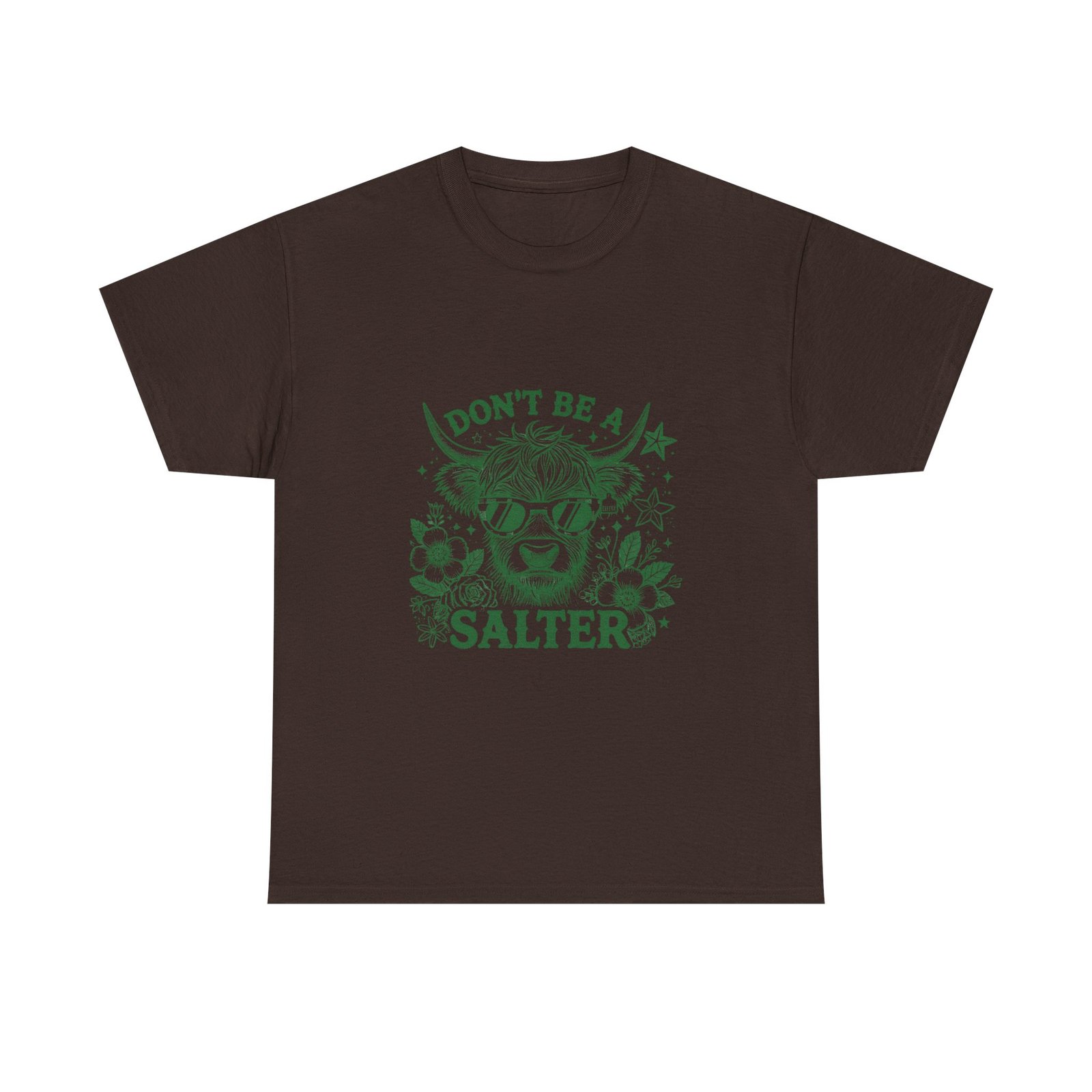 Don’t Be Salty Green Cow Humorous Cartoon Illustration - T-shirt
