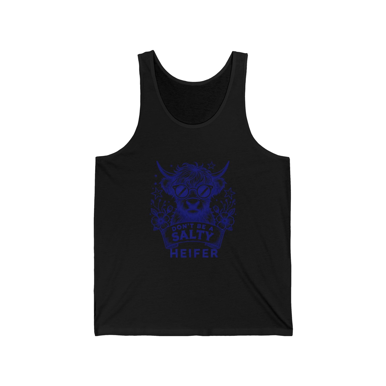 Don’t Be Salty Heifer Blue Cow Wearing Sunglasses Design - Tank Top