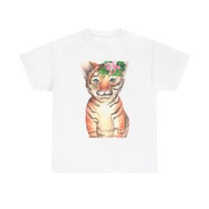 Cute Baby Tiger Illustration with Playful Expression - T-shirt