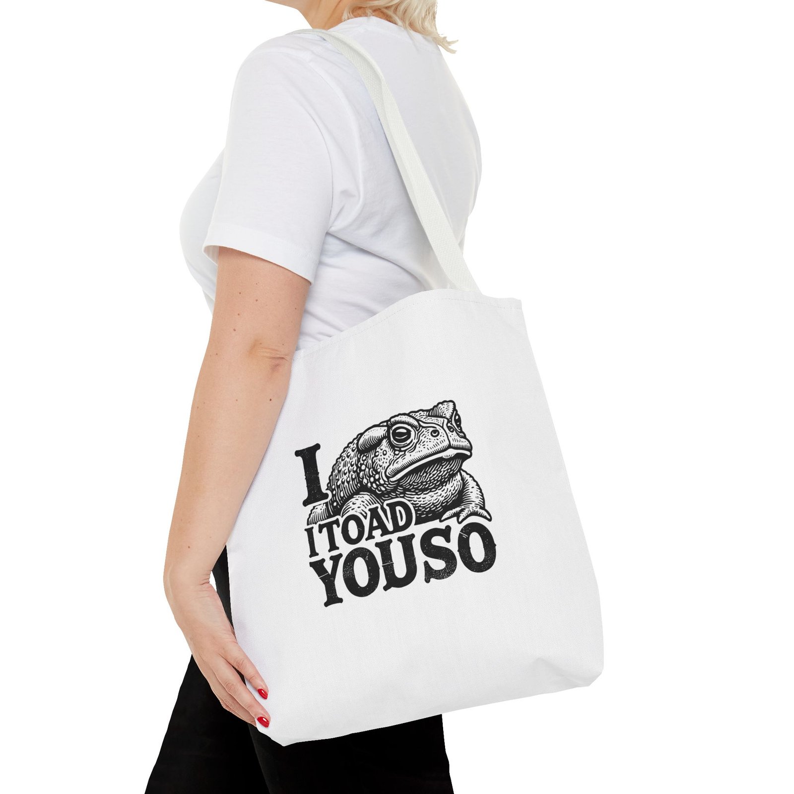 I Toad You So Black Frog Funny Pun Design - Tote Bag - Image 8