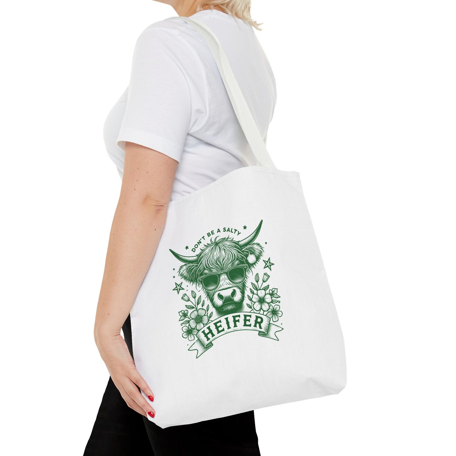 Heifer Green Cow Illustration with Natural and Rustic Charm - Tote Bag - Image 8