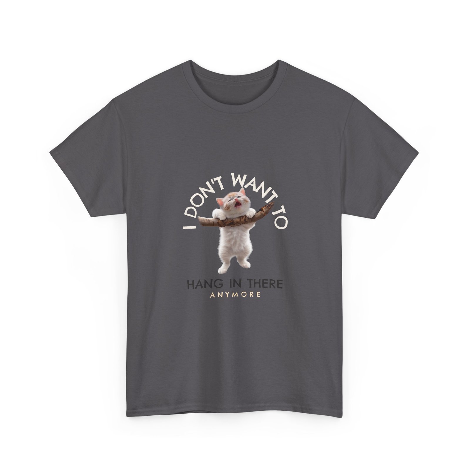 Cute Cat Hanging On Branch Motivational Illustration - T-shirt - Image 7