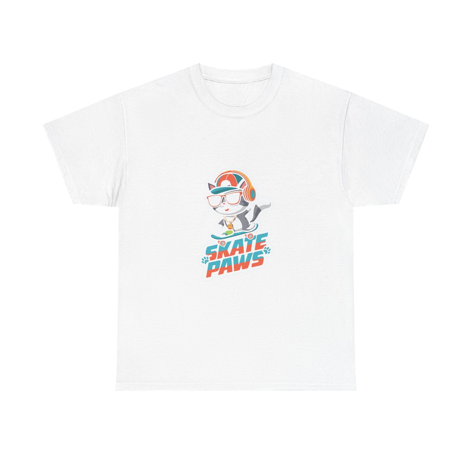 Skate Paws Roller Cat with Cute Cartoon Skateboard Design - T-shirt