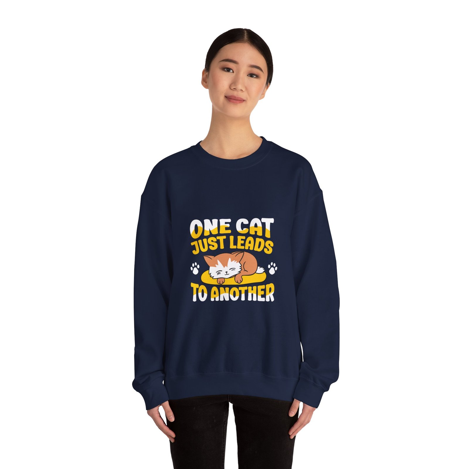 One Cat Just Leads To Another Cute Cat Lover Typography - Sweatshirt - Image 12
