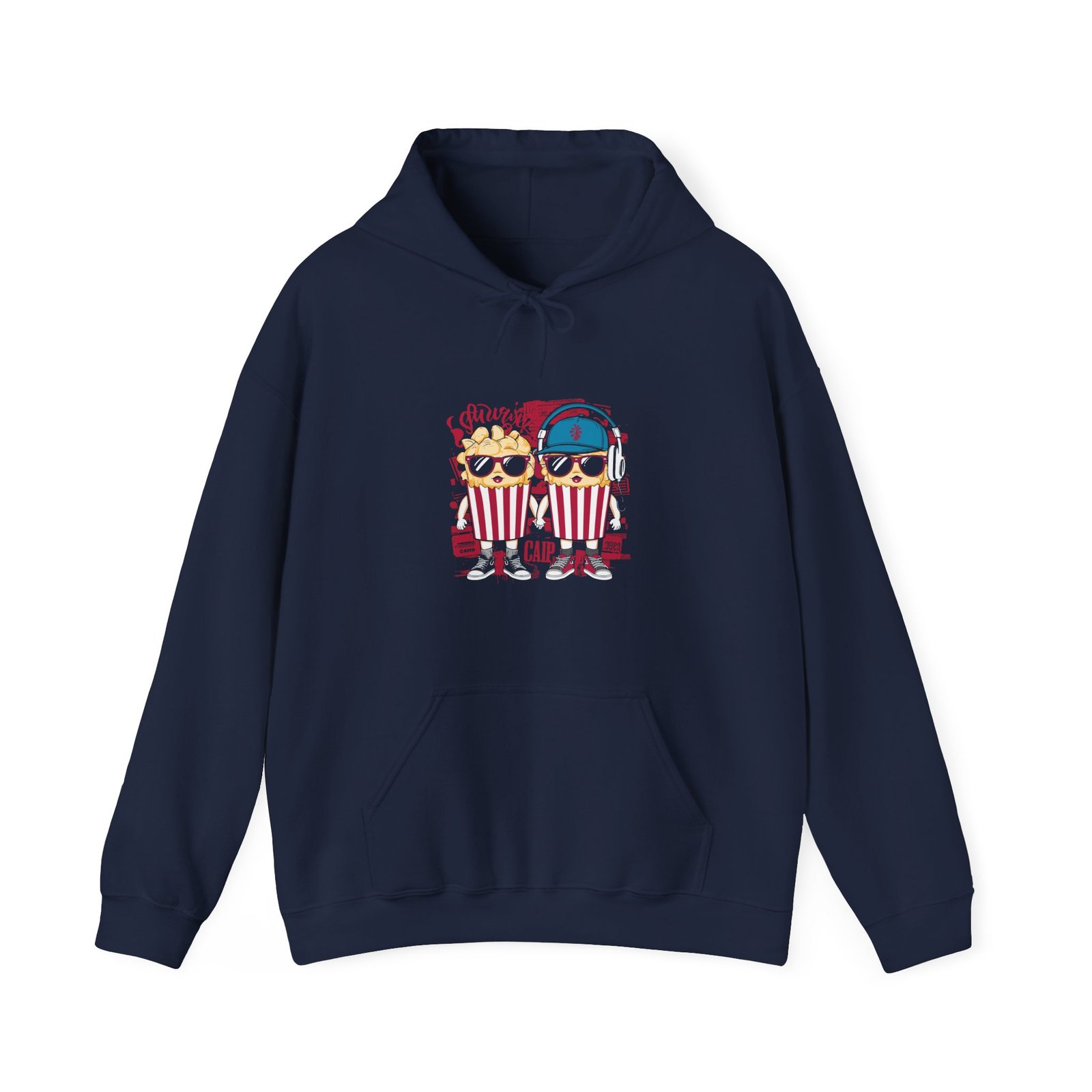 Popcorn Movie Night Cats Cozy Cinema Illustration - Hoodie - Image 9