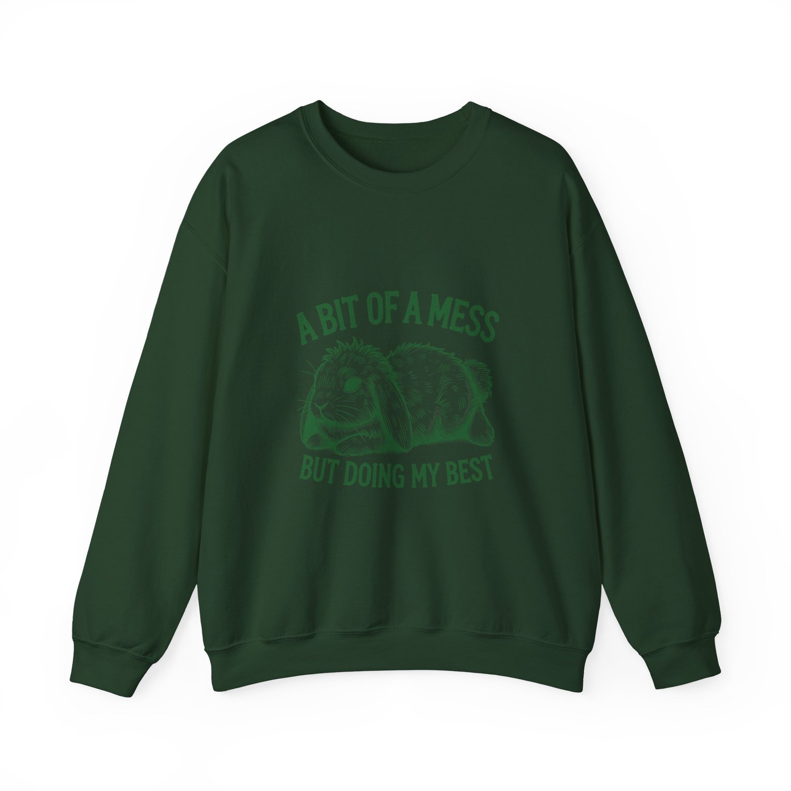 Cute Green Rabbit with A Bit Of A Mess But Doing My Best Design - Sweatshirt - Image 5