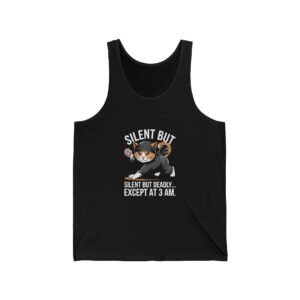 Silent But Deadly Ninja Cat in Stealth Pose Design - Tank Top