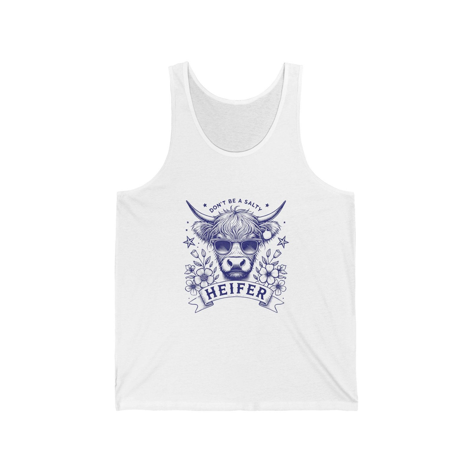 Heifer Blue Cow Artistic Farm Animal Illustration - Tank Top