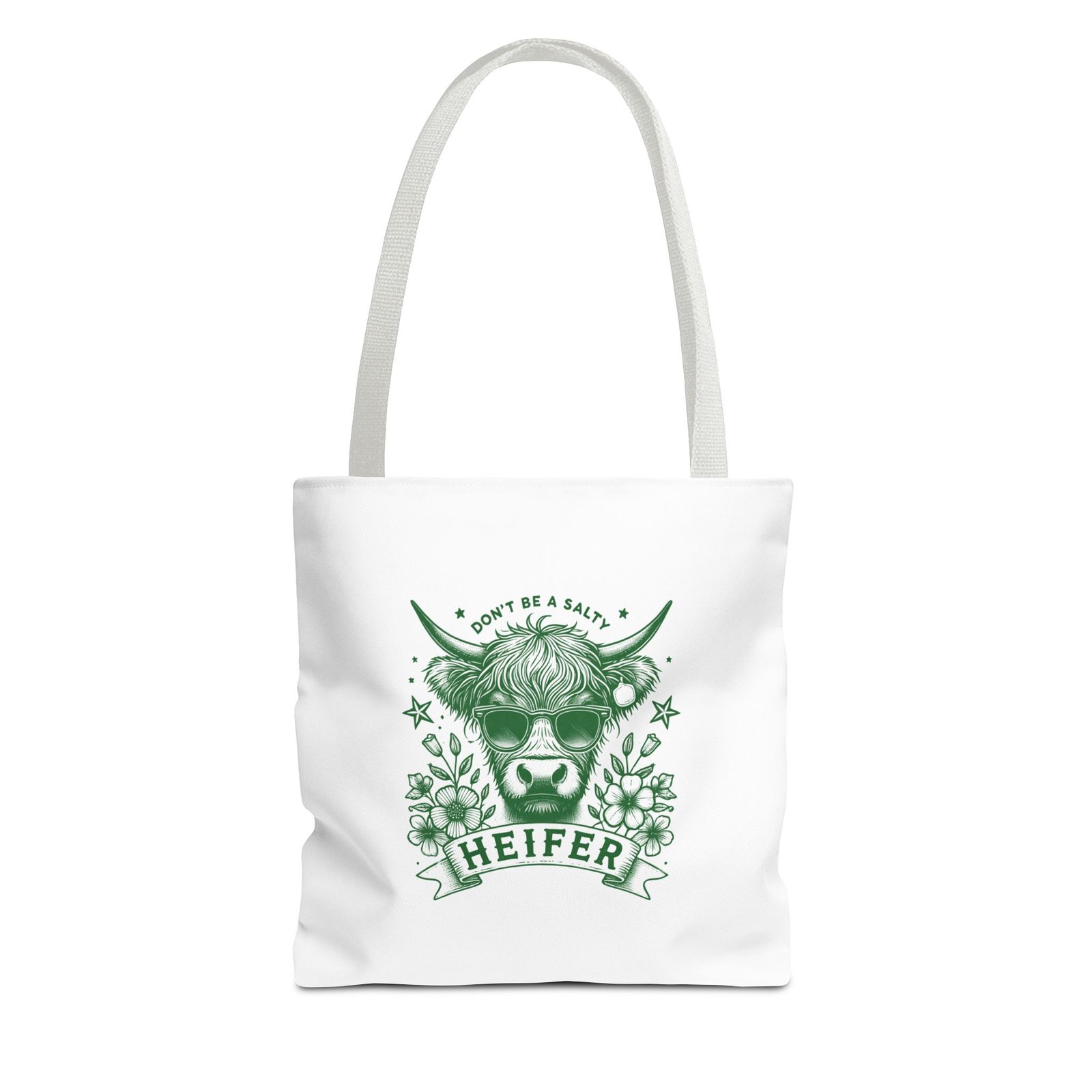 Heifer Green Cow Illustration with Natural and Rustic Charm - Tote Bag
