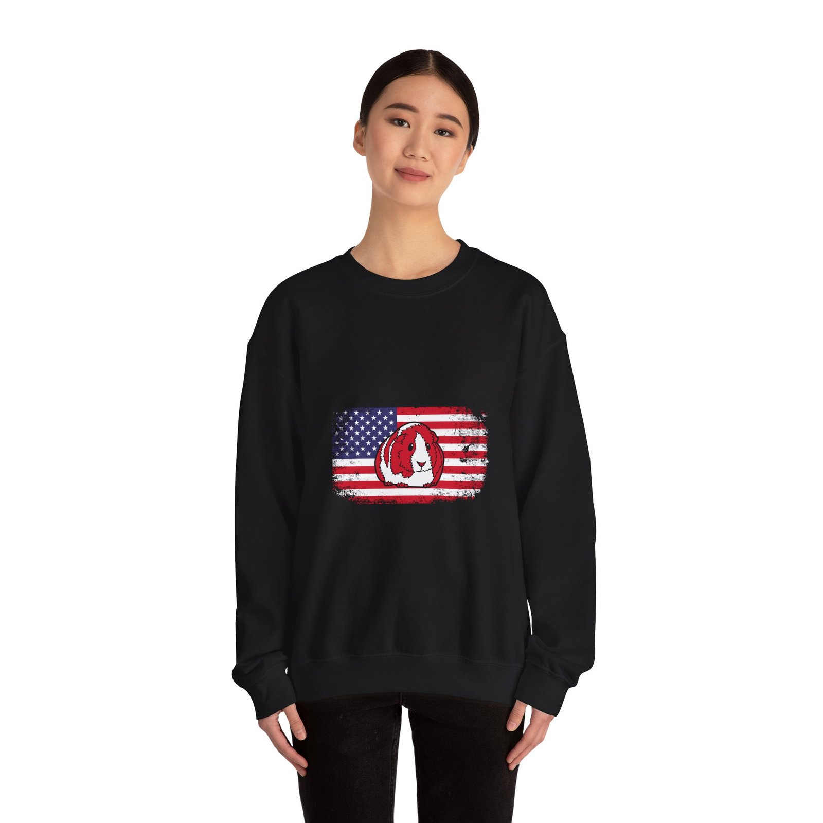 Guinea Pig American Flag Cavy USA 4th of July Patriotic Design - Sweatshirt - Image 4