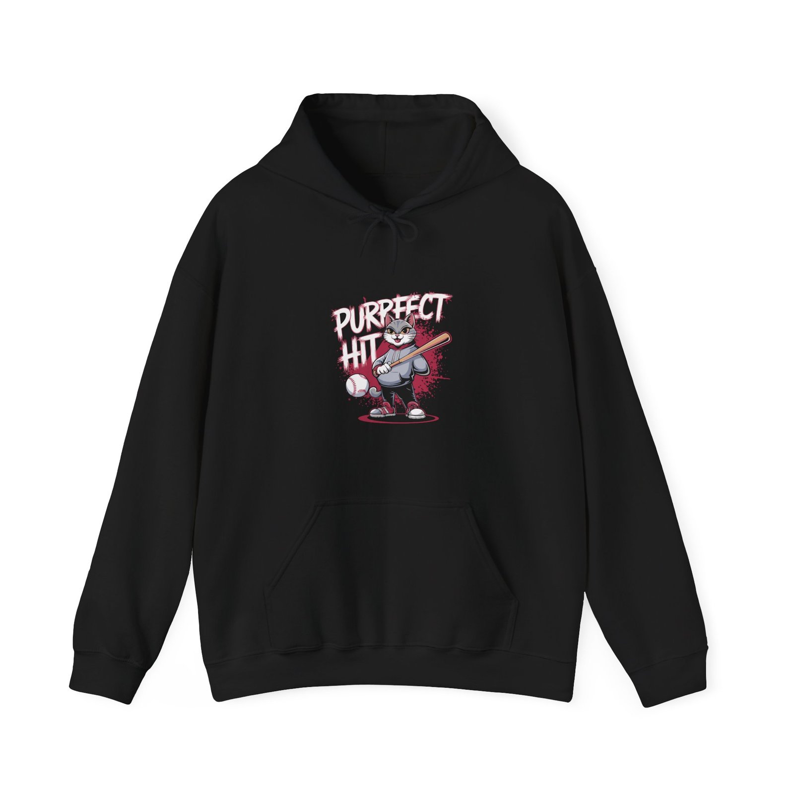 Purrfect Hit Baseball Cat Cute Cartoon Feline Sports Design - Hoodie