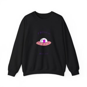 Alien Cat Abduction Cartoon Graphic with UFO Beam - Sweatshirt