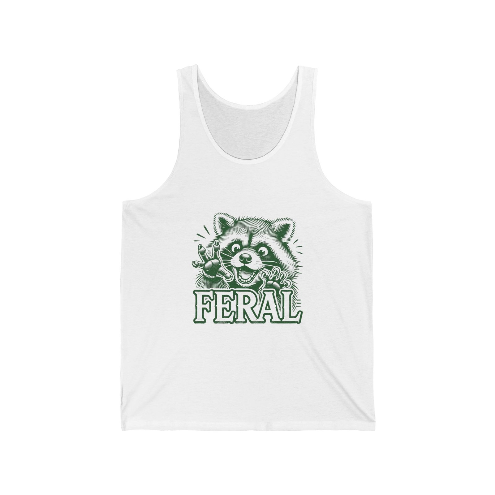 Feral Green Raccoon Cute Wild Animal Art - Tank Top