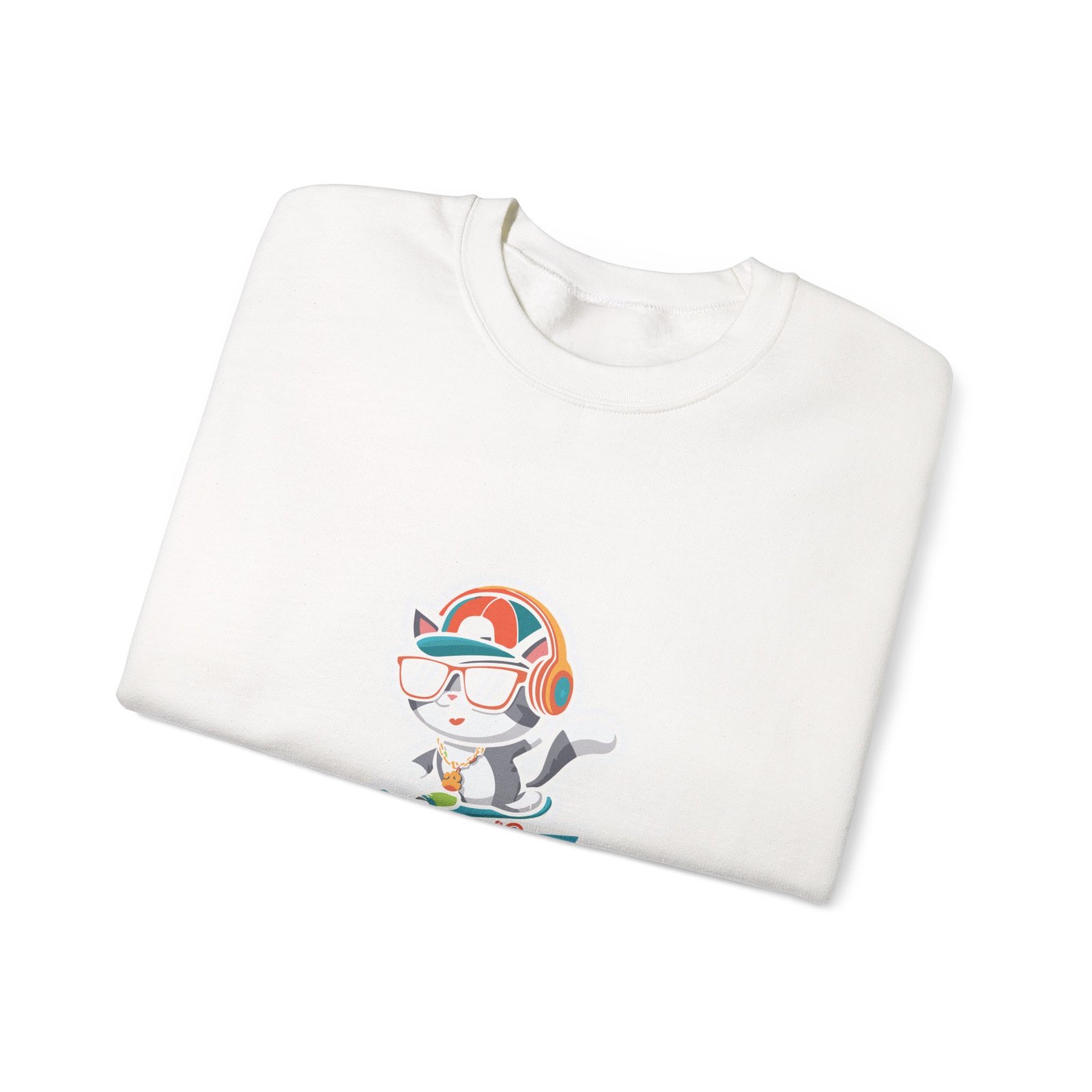 Skate Paws Roller Cat with Cute Cartoon Skateboard Design - Sweatshirt - Image 3