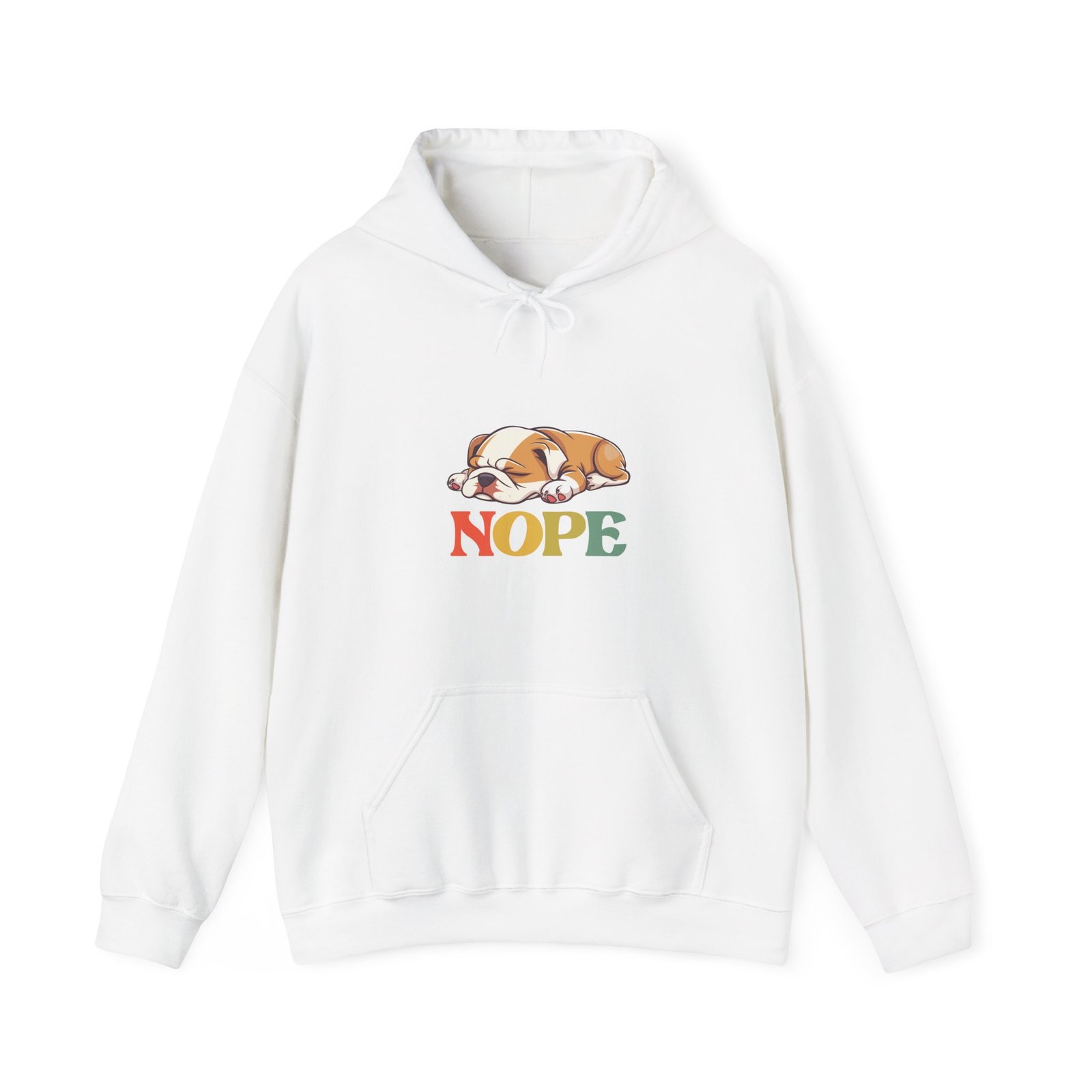 Adorable Sleeping Puppy with Nope Text Illustration - Hoodie
