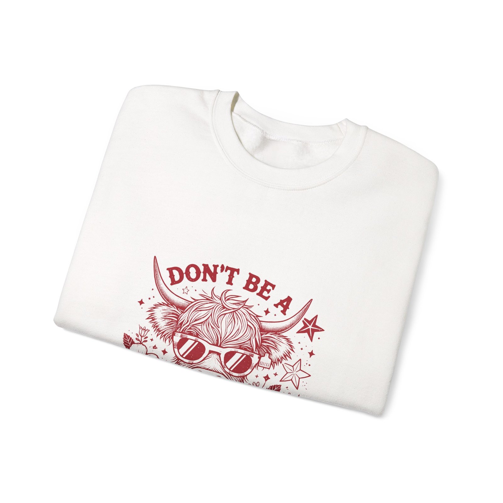 Don’t Be Salty Red Cow Funny Cartoon Design - Sweatshirt - Image 3