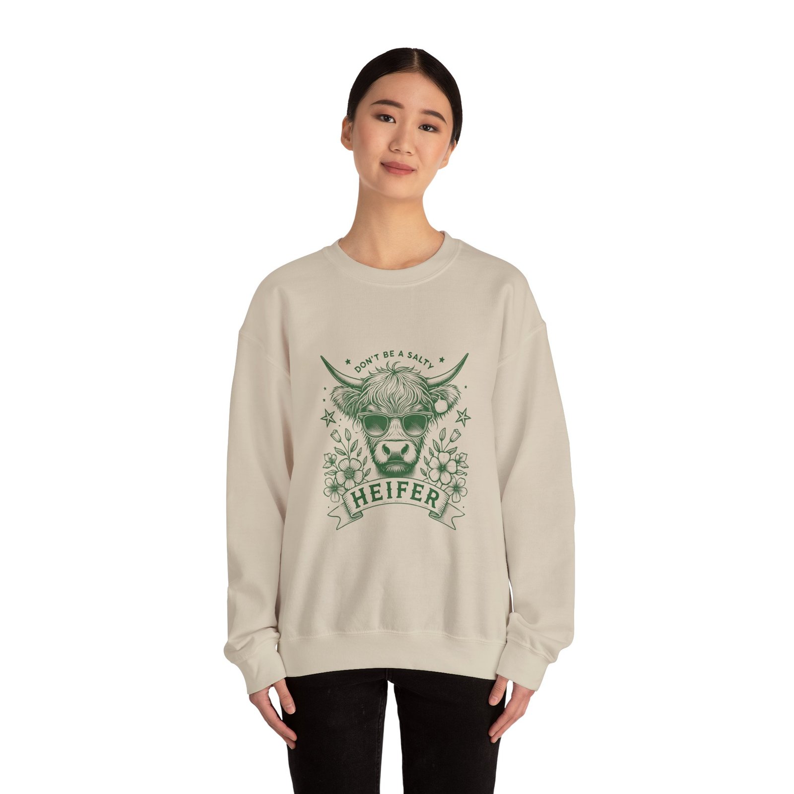 Heifer Green Cow Illustration with Natural and Rustic Charm - Sweatshirt - Image 8