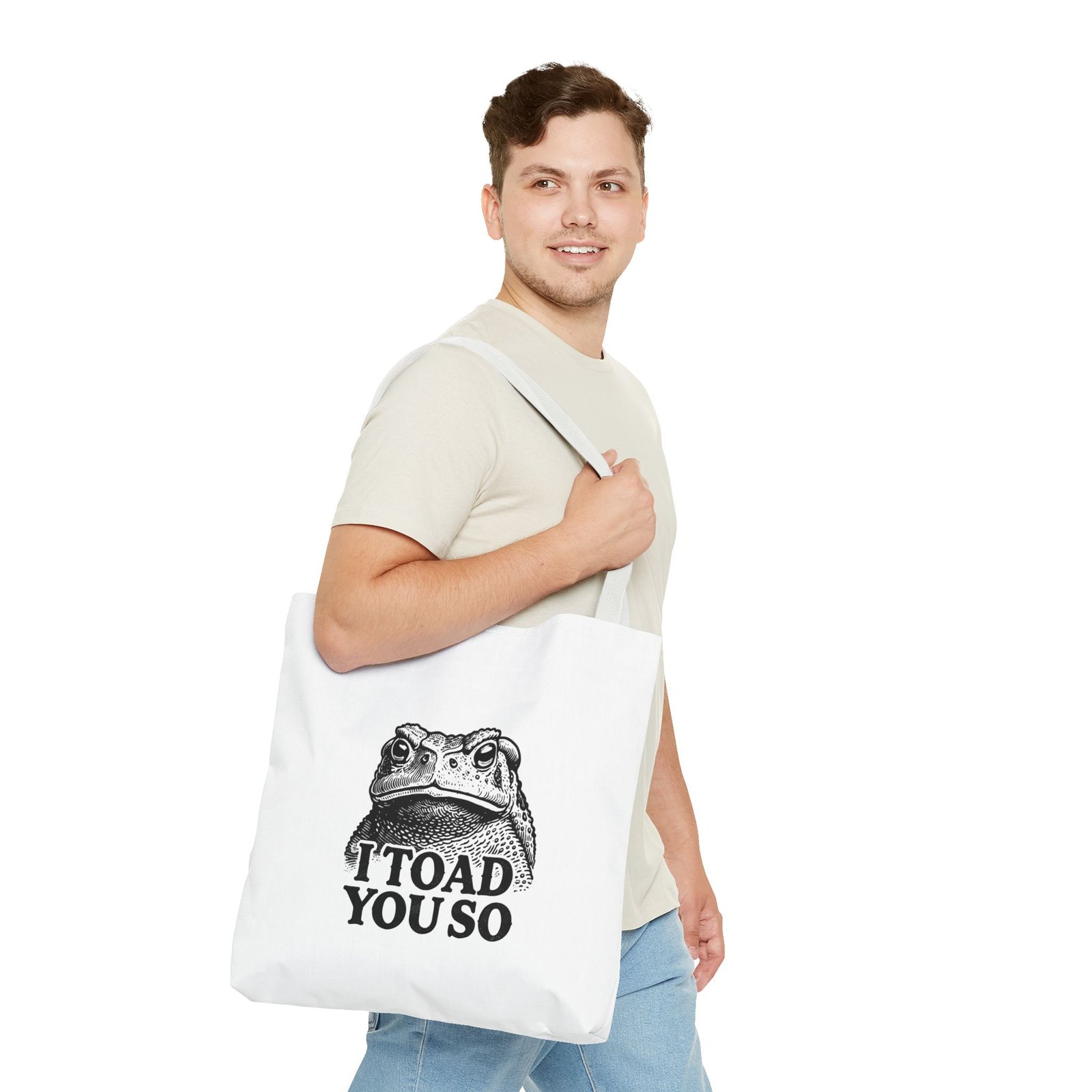 I Toad You So Funny Black Frog Illustration - Tote Bag - Image 11