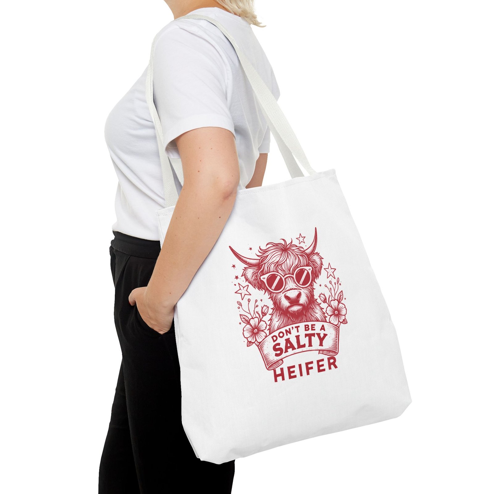 Don’t Be Salty Red Heifer Cow Wearing Cool Sunglasses - Tote Bag - Image 12