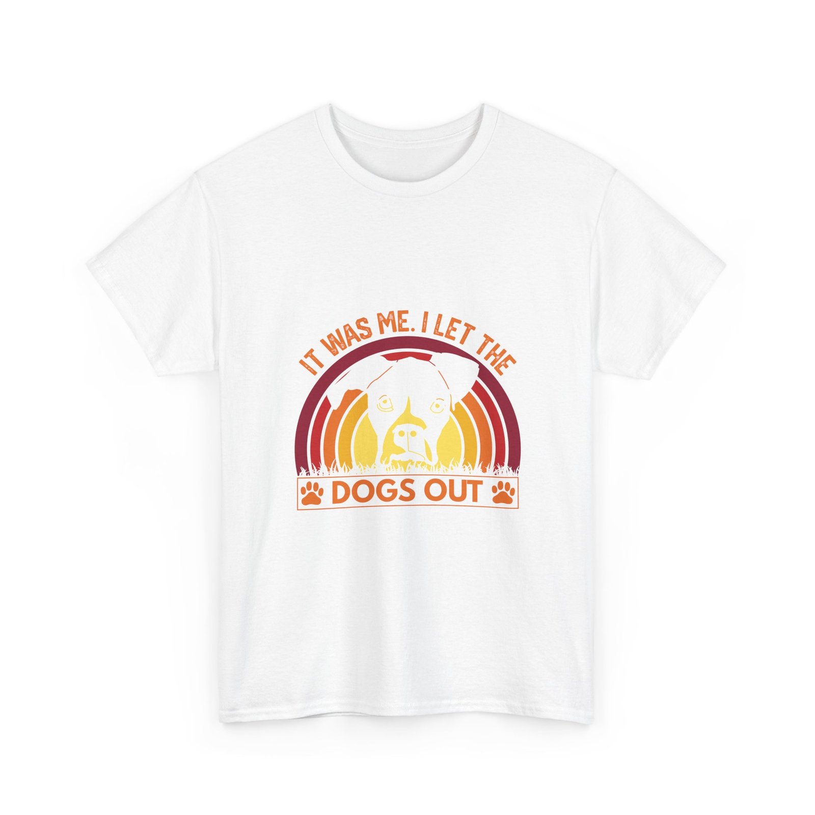 Retro Sunset with Silhouetted Dogs Playing Outdoors - T-shirt - Image 3