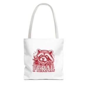Feral Red Raccoon Illustration with Funny Wild Animal Vibe - Tote Bag