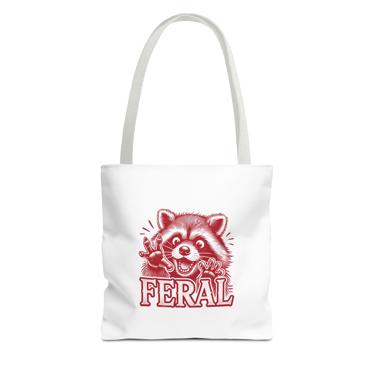 Feral Red Raccoon Illustration with Funny Wild Animal Vibe - Tote Bag