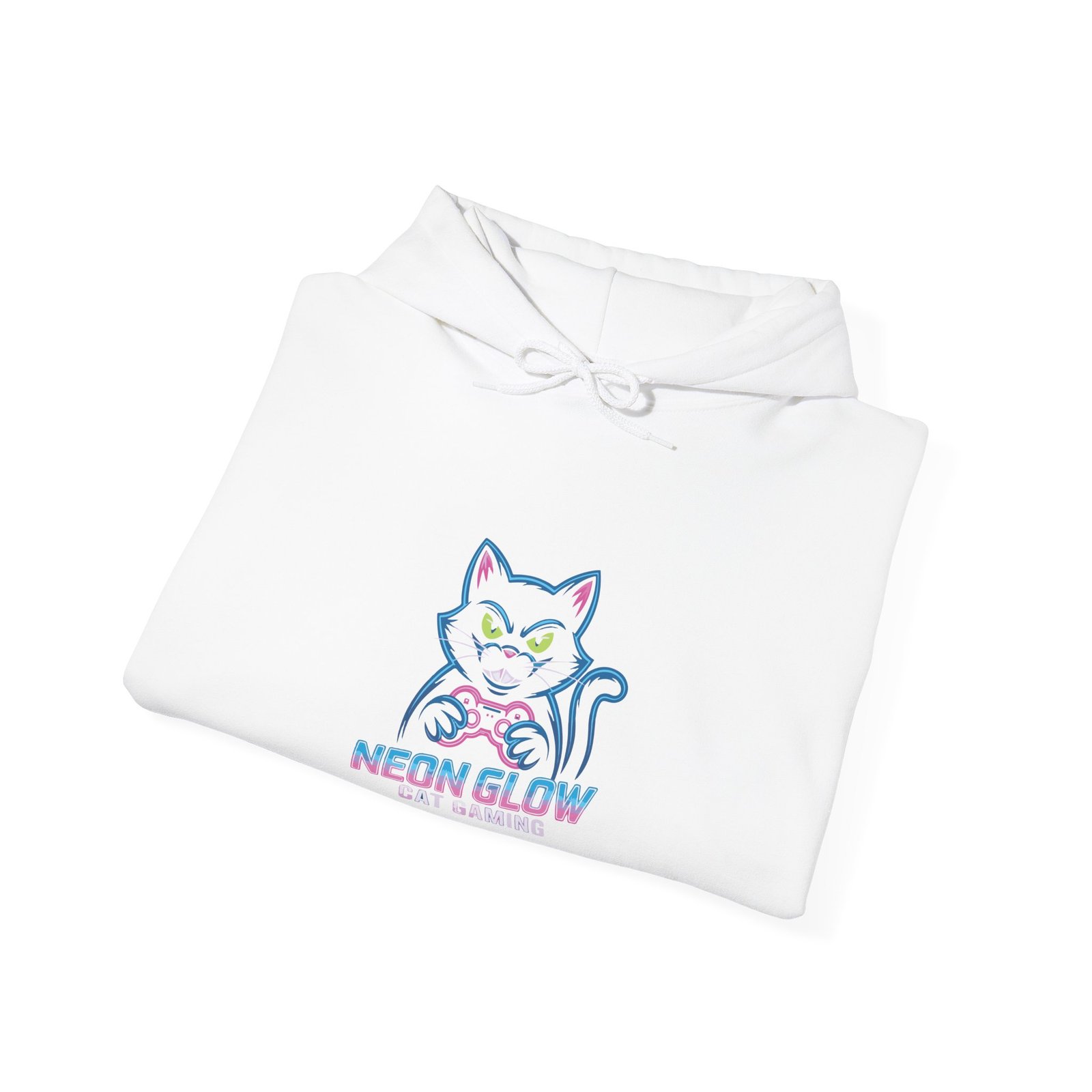 Neon Glow Cat with Gaming Vibes Cyberpunk Style - Hoodie - Image 4