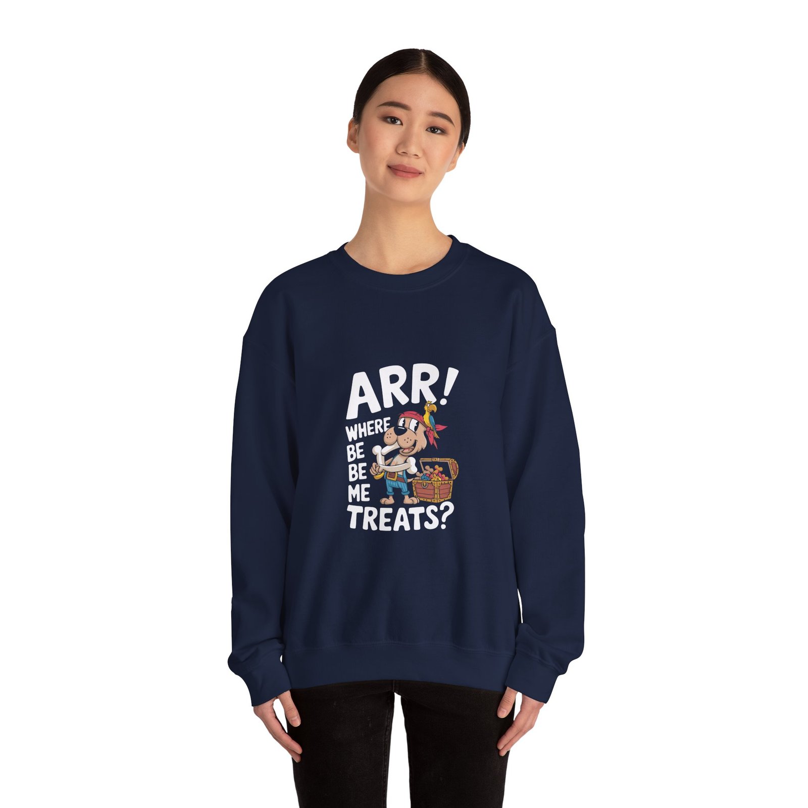Cute Pirate Dog with Treasure Chest of Treats Illustration - Sweatshirt - Image 12