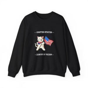 Patriotic Freedom Cat with American Flag Elements - Sweatshirt
