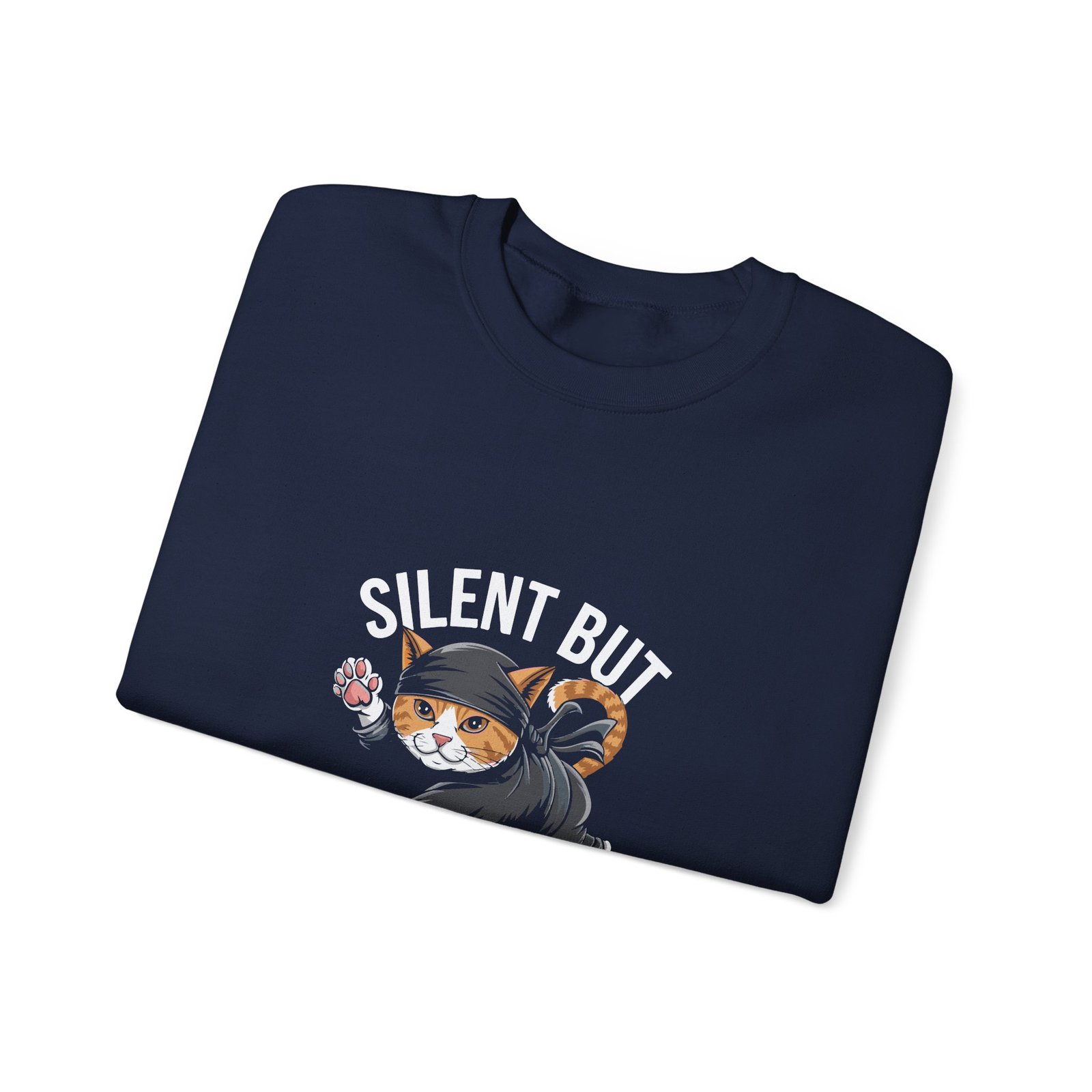 Silent But Deadly Ninja Cat in Stealth Pose Design - Sweatshirt - Image 11