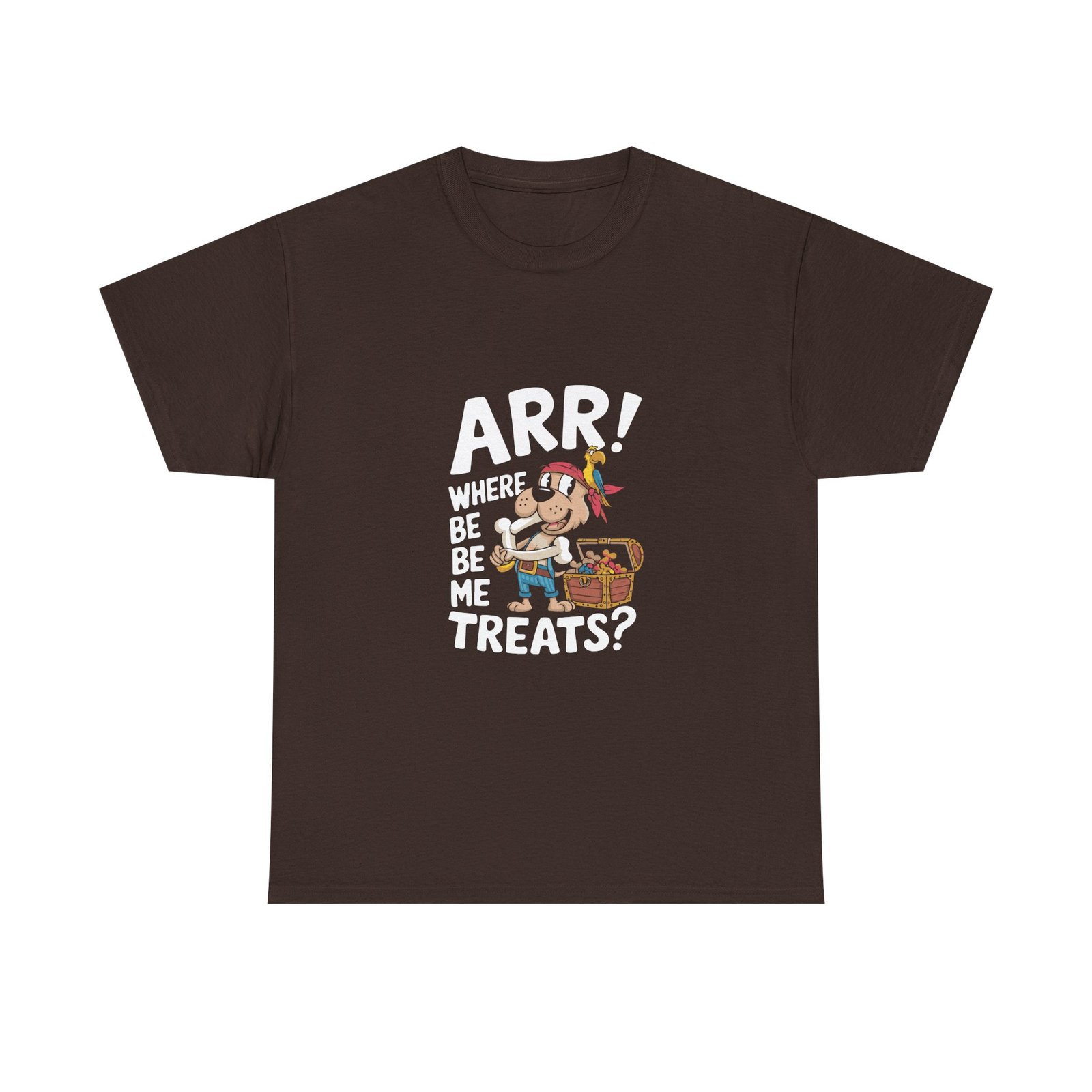 Cute Pirate Dog with Treasure Chest of Treats Illustration - T-shirt