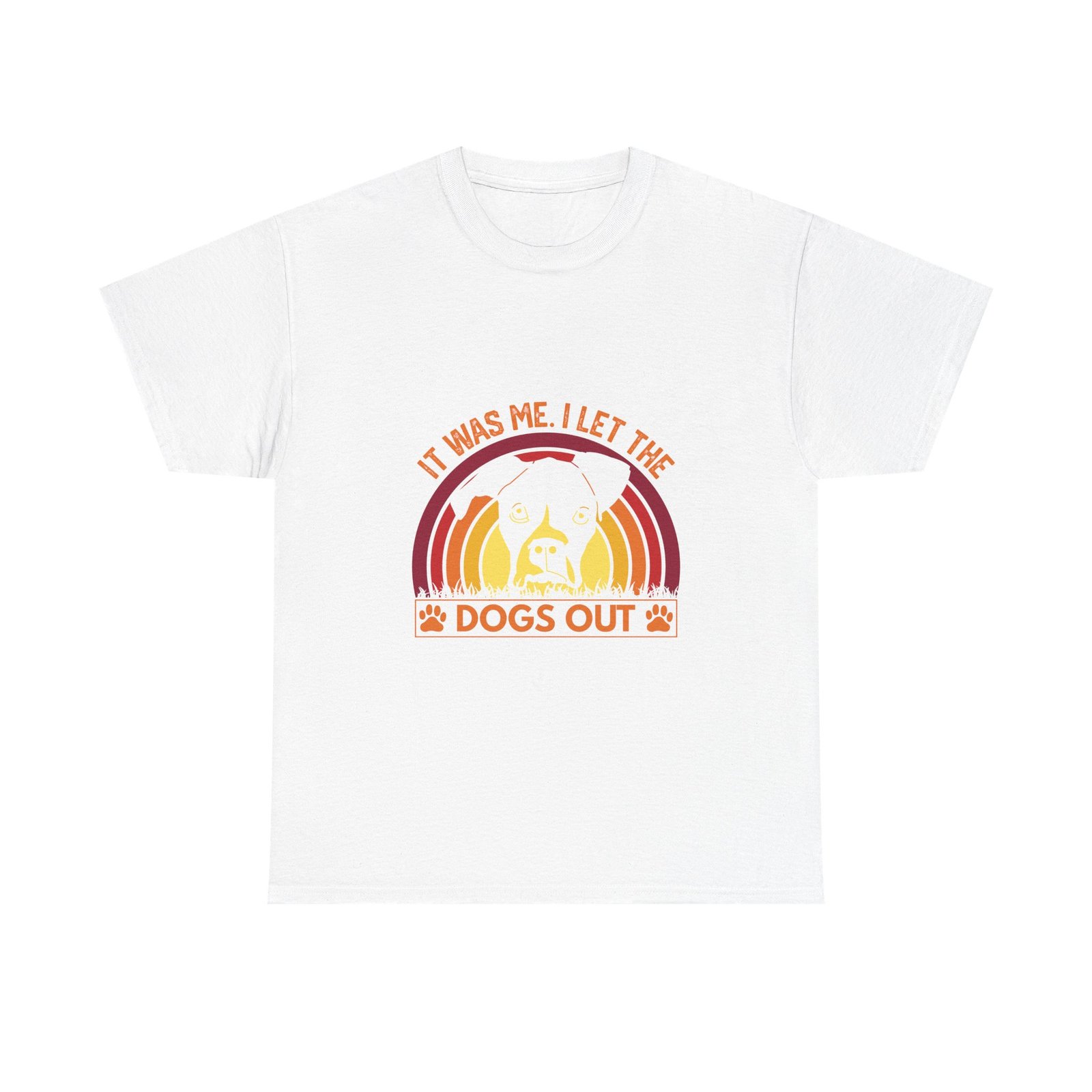 Retro Sunset with Silhouetted Dogs Playing Outdoors - T-shirt