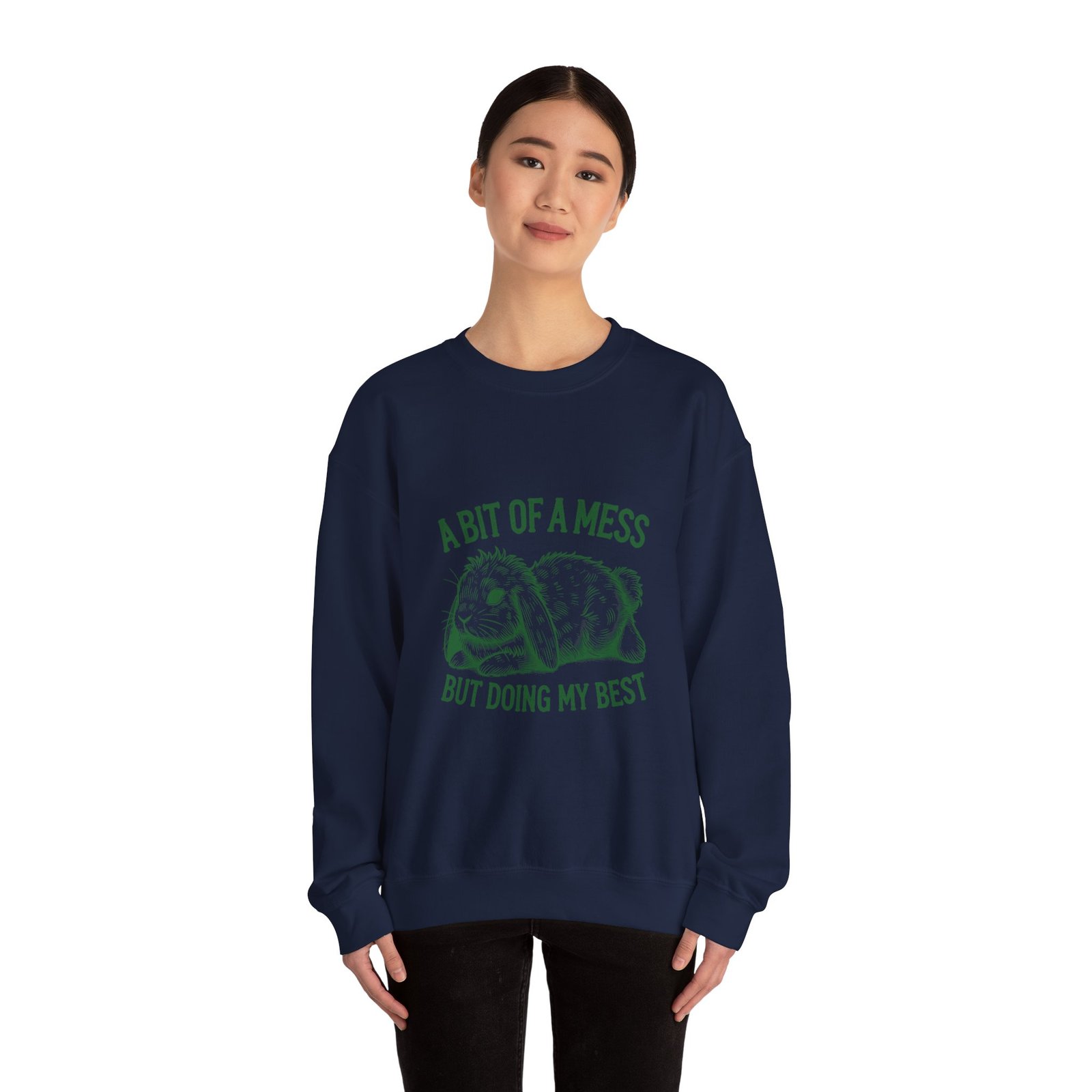 Cute Green Rabbit with A Bit Of A Mess But Doing My Best Design - Sweatshirt - Image 12