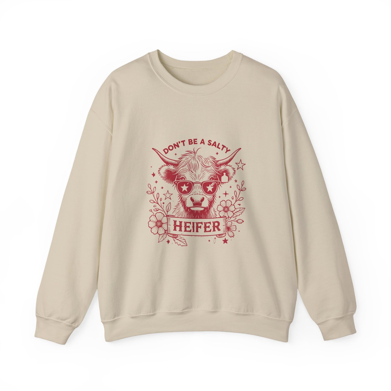 Don’t Be Salty Heifer Red Cow Funny Farm Animal Graphic - Sweatshirt - Image 5