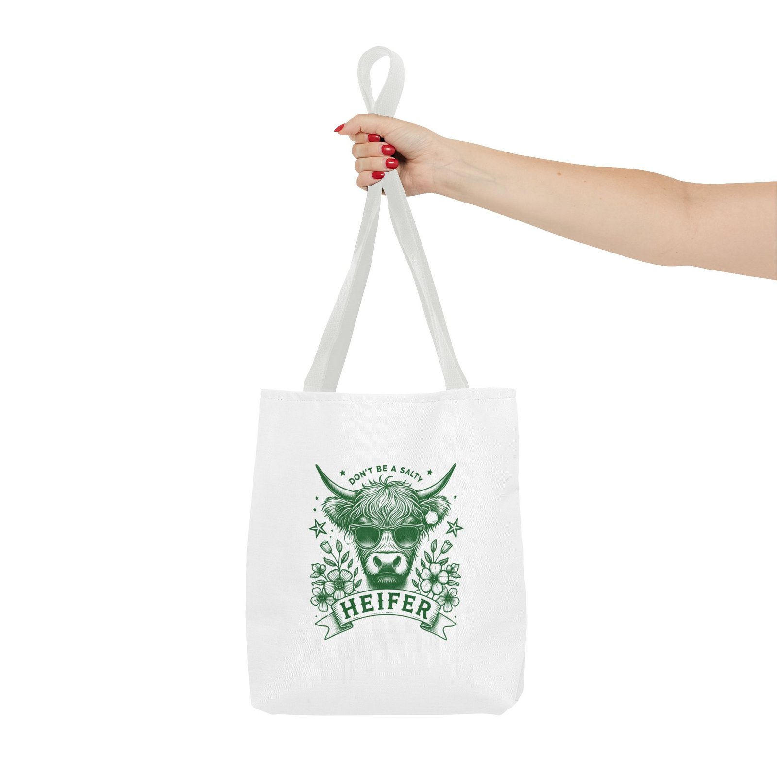 Heifer Green Cow Illustration with Natural and Rustic Charm - Tote Bag - Image 4