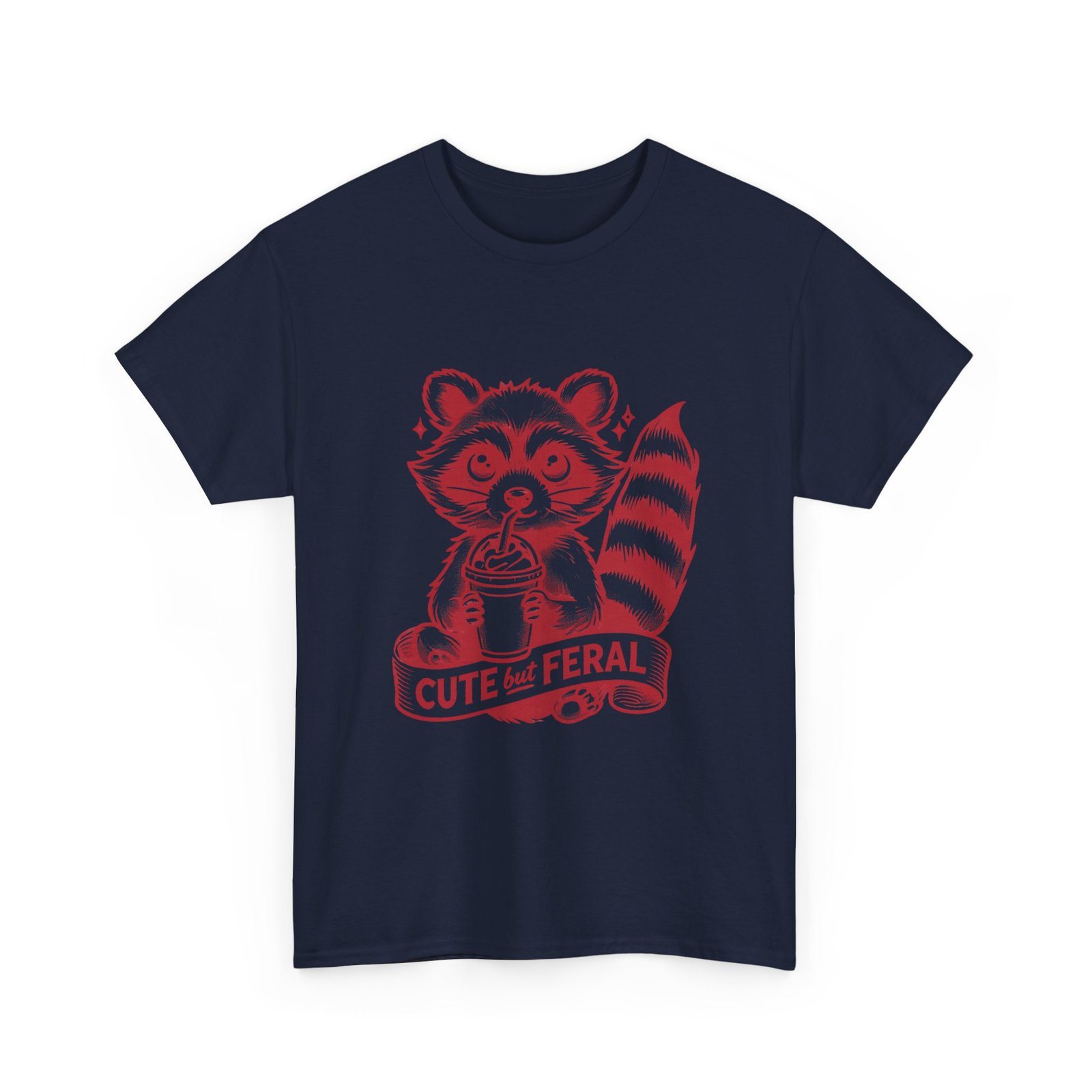 Adorable Red Raccoon Illustration with Cute and Feral Vibes - T-shirt - Image 11