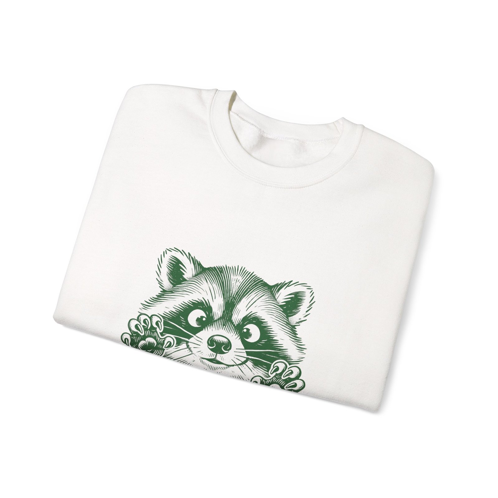 Vibrant Feral Green Raccoon Illustration with Wild Nature Vibes - Sweatshirt - Image 3