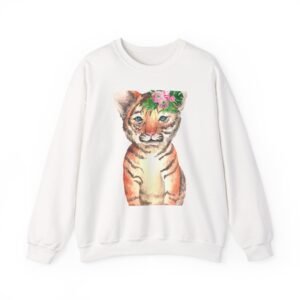 Adorable Baby Tiger Illustration with Playful Expression - Sweatshirt