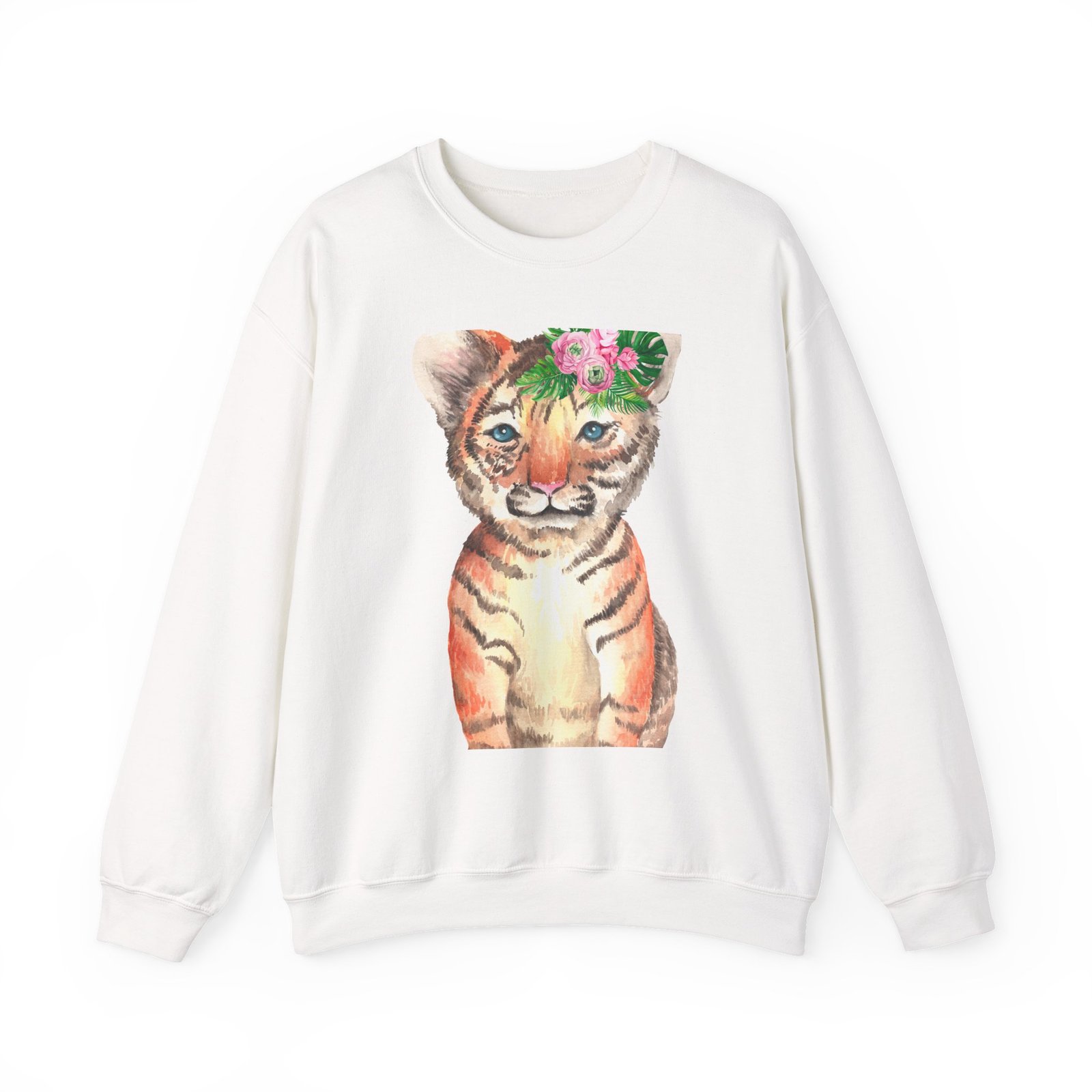 Adorable Baby Tiger Illustration with Playful Expression - Sweatshirt