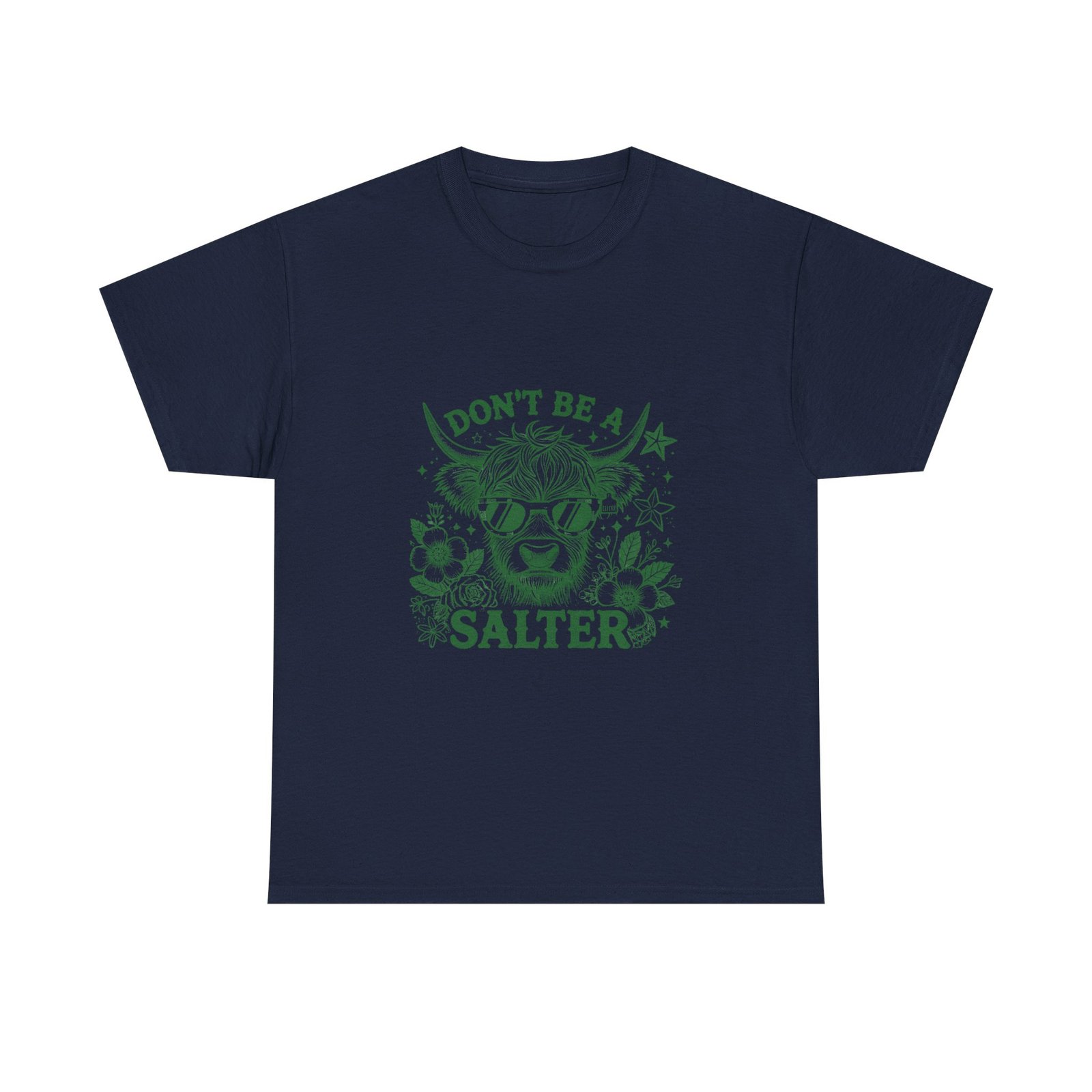 Don’t Be Salty Green Cow Humorous Cartoon Illustration - T-shirt - Image 9