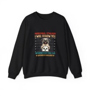 Funny Stalker Pug Mugshot Illustration with Cute Dog Expression - Sweatshirt