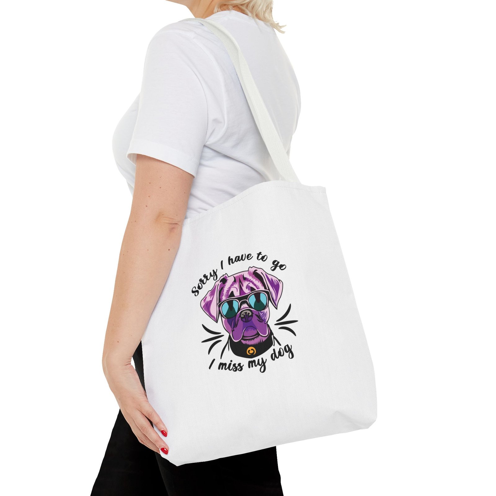 Cool Purple Pug Wearing Sunglasses Graphic - Tote Bag - Image 8